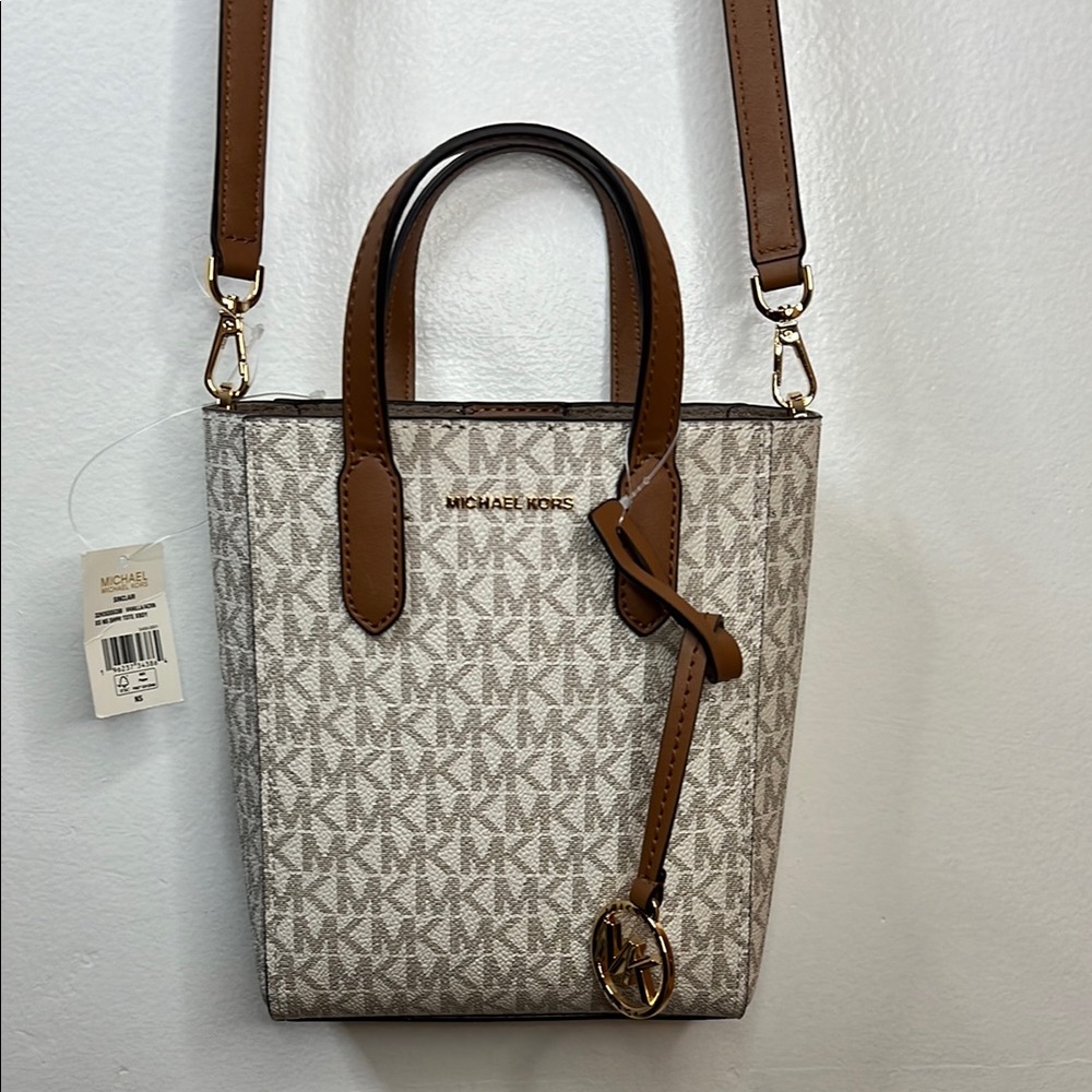 Michael Kors Brown Cream Mini Bag with Monogram - Picture 4 of 5